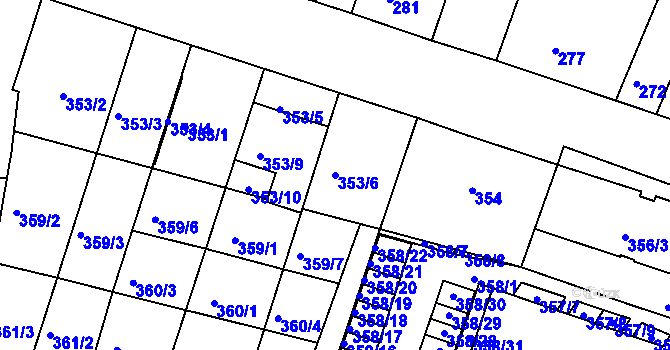 Parcela st. 353/6 v KÚ Přízřenice, Katastrální mapa