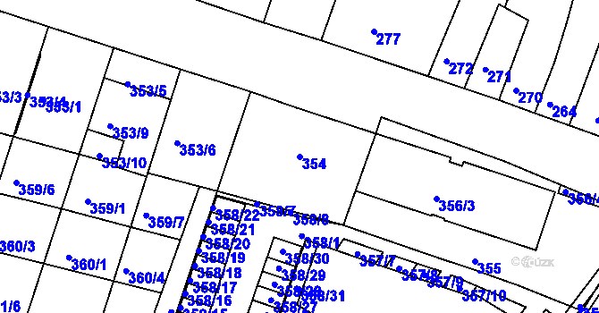 Parcela st. 354 v KÚ Přízřenice, Katastrální mapa