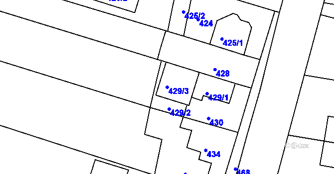 Parcela st. 429/3 v KÚ Přízřenice, Katastrální mapa