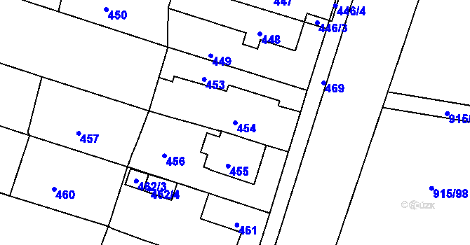 Parcela st. 454 v KÚ Přízřenice, Katastrální mapa