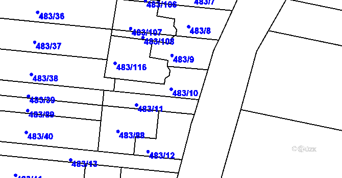 Parcela st. 483/10 v KÚ Přízřenice, Katastrální mapa