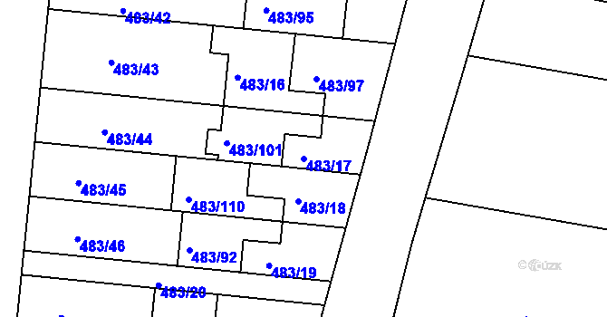 Parcela st. 483/17 v KÚ Přízřenice, Katastrální mapa