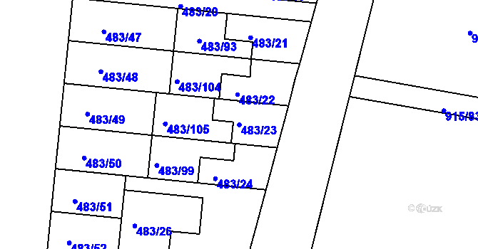 Parcela st. 483/23 v KÚ Přízřenice, Katastrální mapa