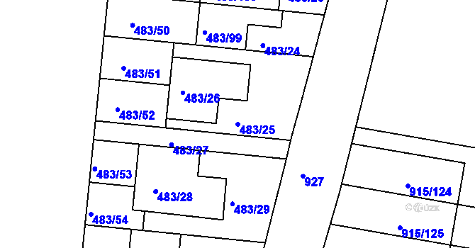 Parcela st. 483/25 v KÚ Přízřenice, Katastrální mapa