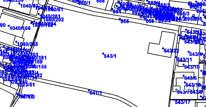 Parcela st. 543/1 v KÚ Přízřenice, Katastrální mapa