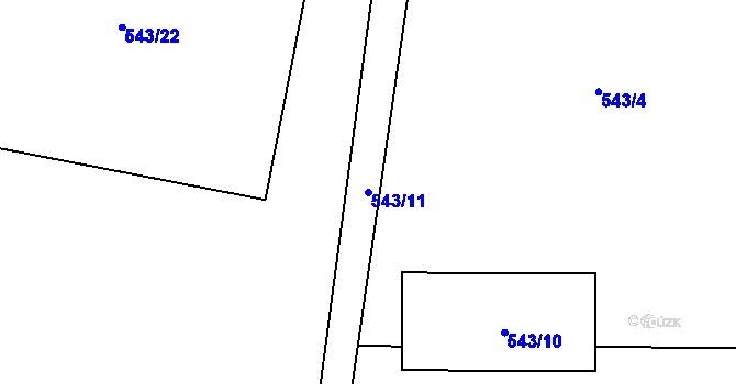 Parcela st. 543/11 v KÚ Přízřenice, Katastrální mapa