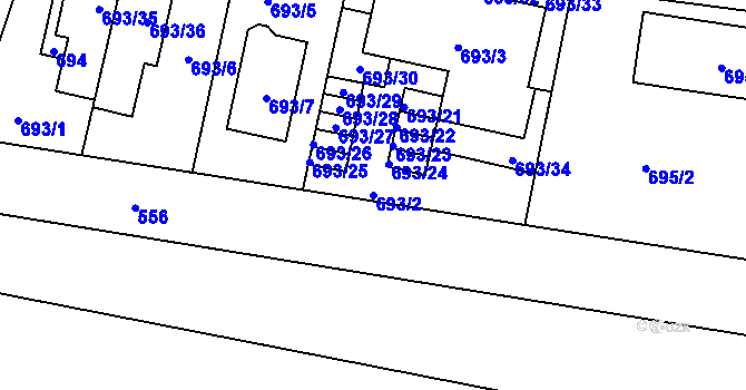 Parcela st. 693/2 v KÚ Přízřenice, Katastrální mapa