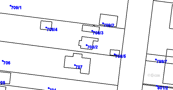 Parcela st. 708/2 v KÚ Přízřenice, Katastrální mapa