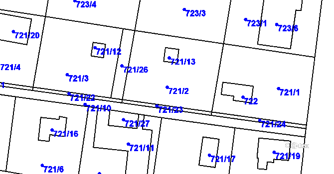 Parcela st. 721/2 v KÚ Přízřenice, Katastrální mapa