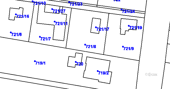 Parcela st. 721/8 v KÚ Přízřenice, Katastrální mapa