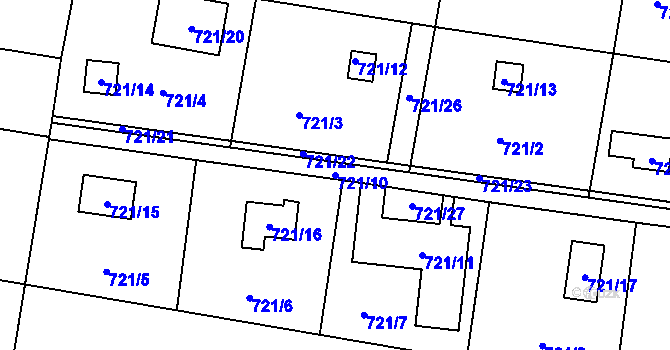 Parcela st. 721/10 v KÚ Přízřenice, Katastrální mapa