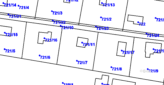 Parcela st. 721/11 v KÚ Přízřenice, Katastrální mapa