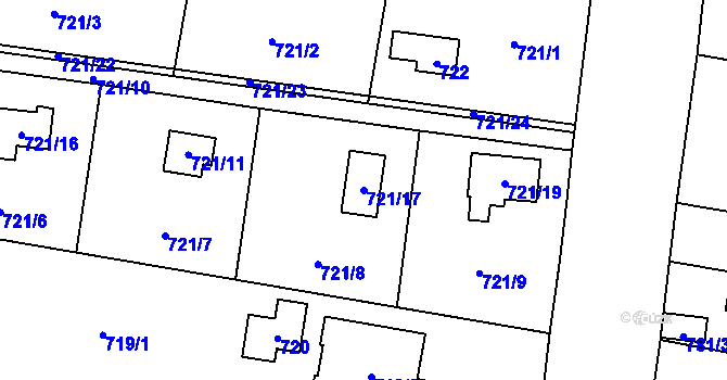 Parcela st. 721/17 v KÚ Přízřenice, Katastrální mapa