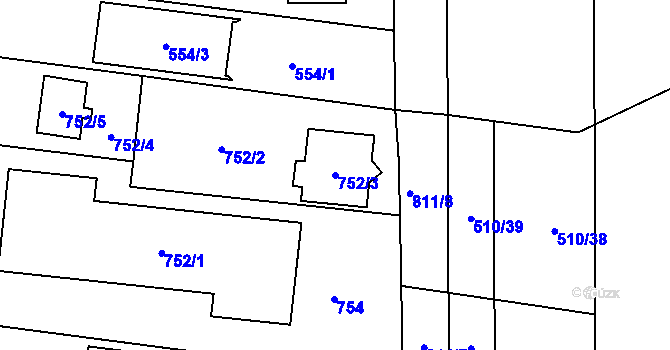 Parcela st. 752/3 v KÚ Přízřenice, Katastrální mapa