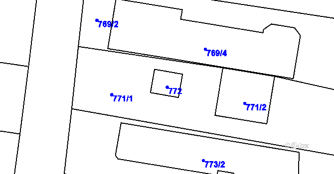 Parcela st. 772 v KÚ Přízřenice, Katastrální mapa