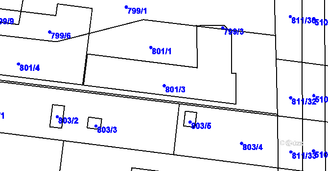 Parcela st. 801/3 v KÚ Přízřenice, Katastrální mapa