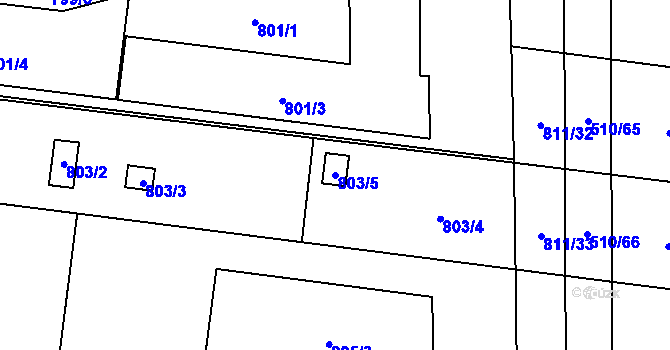 Parcela st. 803/5 v KÚ Přízřenice, Katastrální mapa