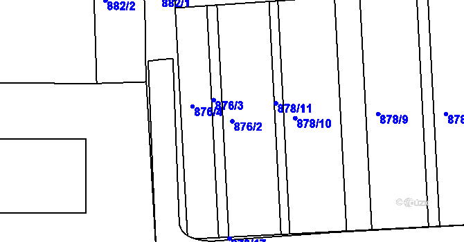 Parcela st. 876/2 v KÚ Přízřenice, Katastrální mapa