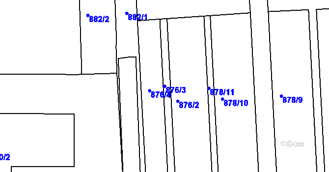 Parcela st. 876/3 v KÚ Přízřenice, Katastrální mapa