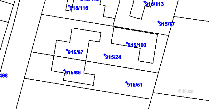 Parcela st. 915/24 v KÚ Přízřenice, Katastrální mapa