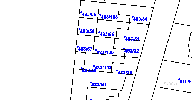 Parcela st. 483/100 v KÚ Přízřenice, Katastrální mapa