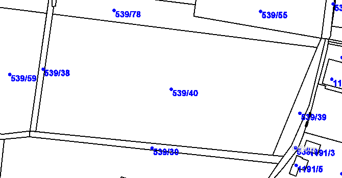 Parcela st. 539/40 v KÚ Přízřenice, Katastrální mapa