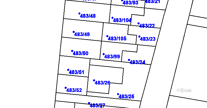 Parcela st. 483/99 v KÚ Přízřenice, Katastrální mapa