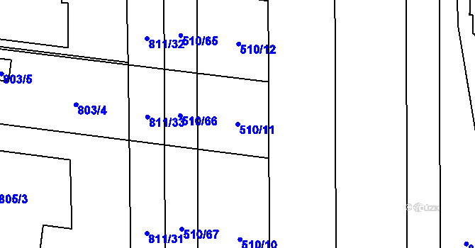 Parcela st. 510/11 v KÚ Přízřenice, Katastrální mapa