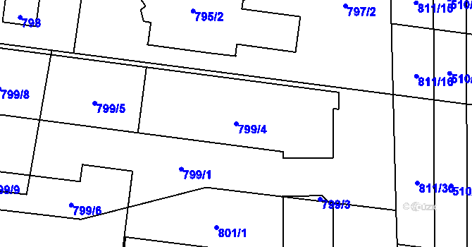 Parcela st. 799/4 v KÚ Přízřenice, Katastrální mapa