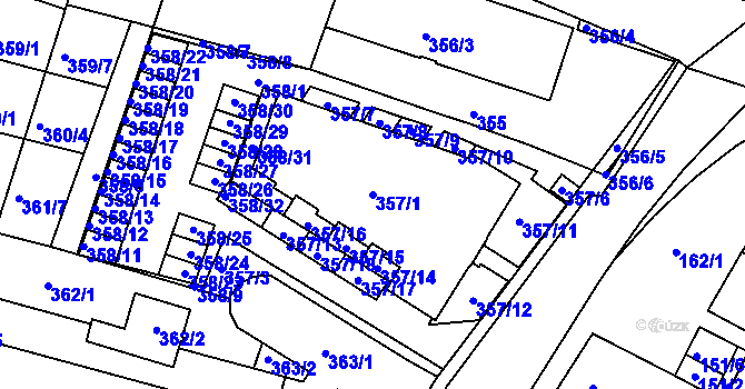 Parcela st. 357/1 v KÚ Přízřenice, Katastrální mapa
