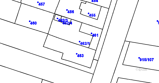 Parcela st. 462/1 v KÚ Přízřenice, Katastrální mapa