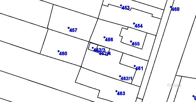 Parcela st. 462/4 v KÚ Přízřenice, Katastrální mapa