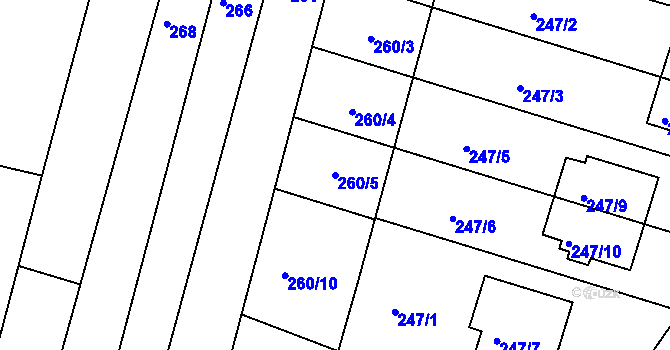 Parcela st. 260/5 v KÚ Přízřenice, Katastrální mapa