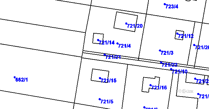 Parcela st. 721/21 v KÚ Přízřenice, Katastrální mapa