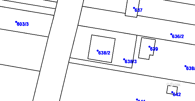 Parcela st. 638/2 v KÚ Přízřenice, Katastrální mapa