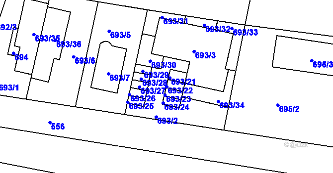 Parcela st. 693/22 v KÚ Přízřenice, Katastrální mapa
