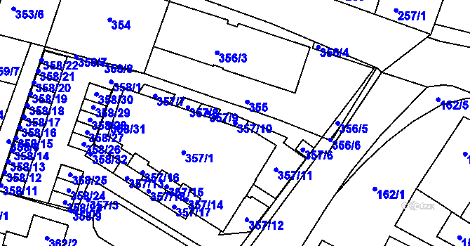 Parcela st. 357/10 v KÚ Přízřenice, Katastrální mapa
