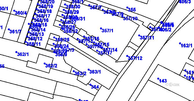 Parcela st. 357/17 v KÚ Přízřenice, Katastrální mapa