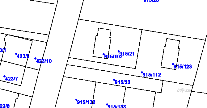 Parcela st. 915/102 v KÚ Přízřenice, Katastrální mapa