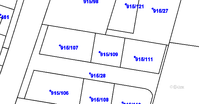 Parcela st. 915/109 v KÚ Přízřenice, Katastrální mapa