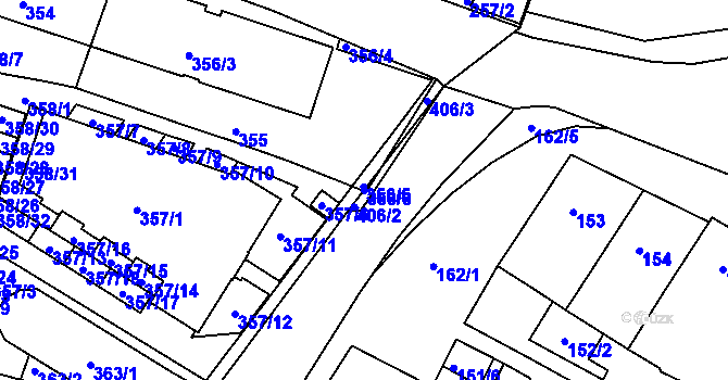 Parcela st. 356/6 v KÚ Přízřenice, Katastrální mapa