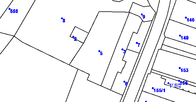 Parcela st. 5 v KÚ Tuřany, Katastrální mapa
