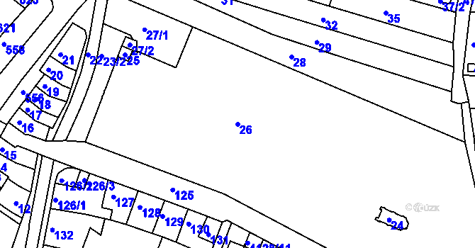 Parcela st. 26 v KÚ Tuřany, Katastrální mapa