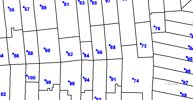 Parcela st. 66 v KÚ Tuřany, Katastrální mapa