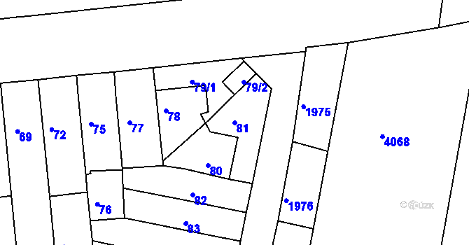 Parcela st. 81 v KÚ Tuřany, Katastrální mapa