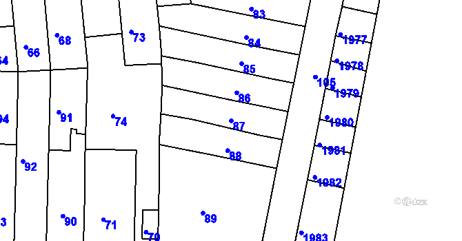 Parcela st. 87 v KÚ Tuřany, Katastrální mapa