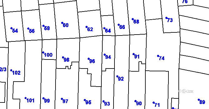 Parcela st. 94 v KÚ Tuřany, Katastrální mapa