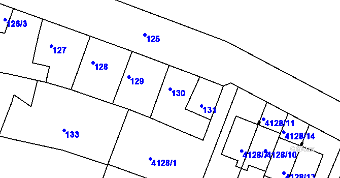 Parcela st. 130 v KÚ Tuřany, Katastrální mapa