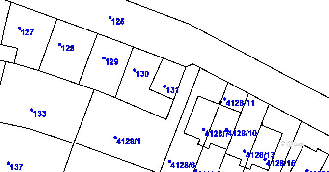 Parcela st. 131 v KÚ Tuřany, Katastrální mapa