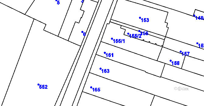 Parcela st. 161 v KÚ Tuřany, Katastrální mapa